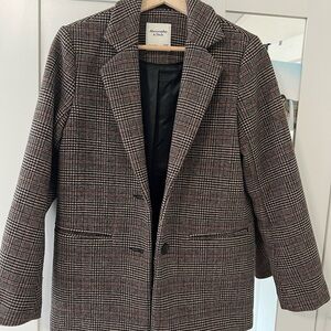 Abercrombie & Fitch Women's Gray Checkered Blazer